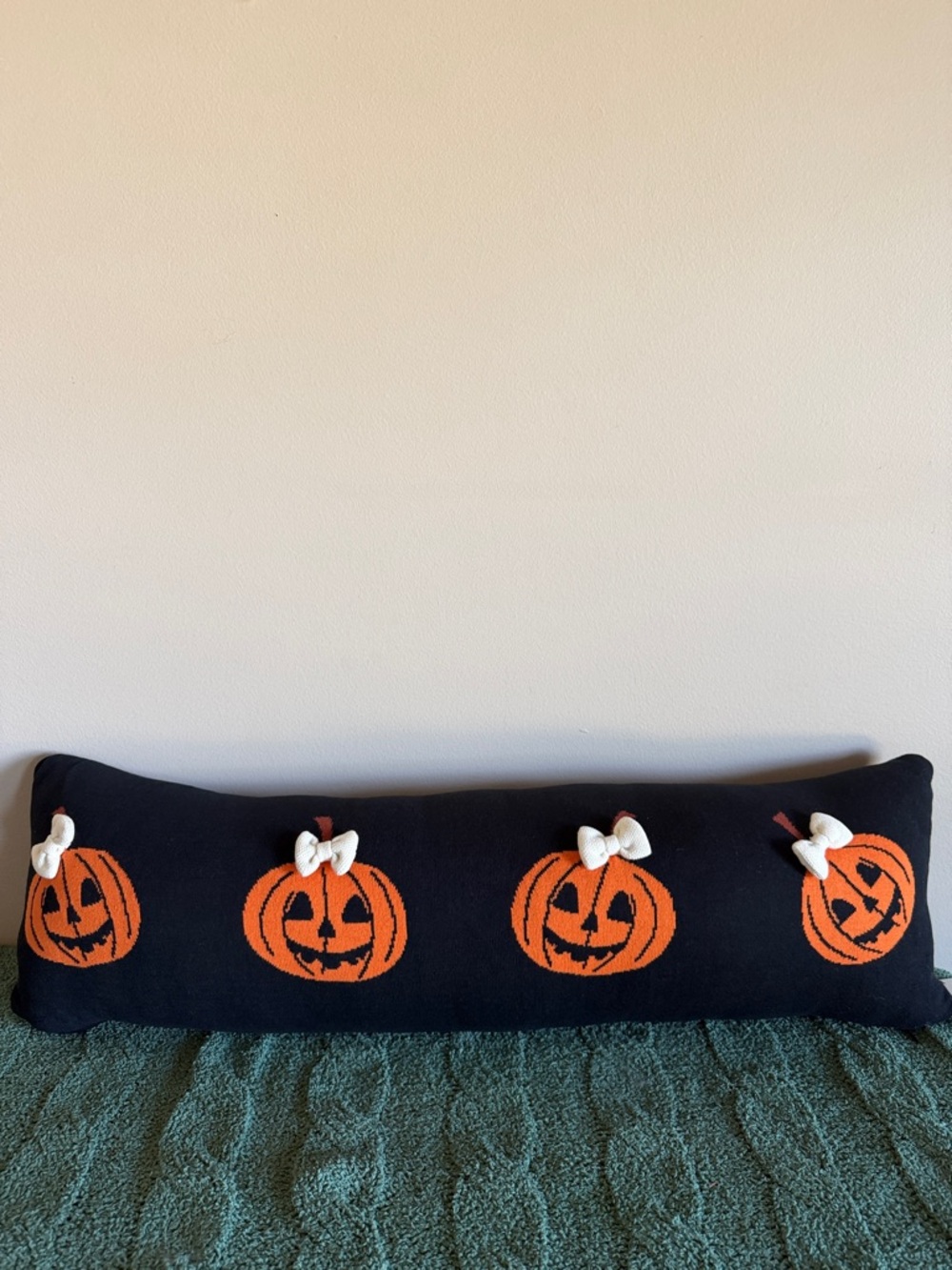 Chelsea & Theodore Halloween 🎃 Pumpkin Pillow Black & Orange NEW!